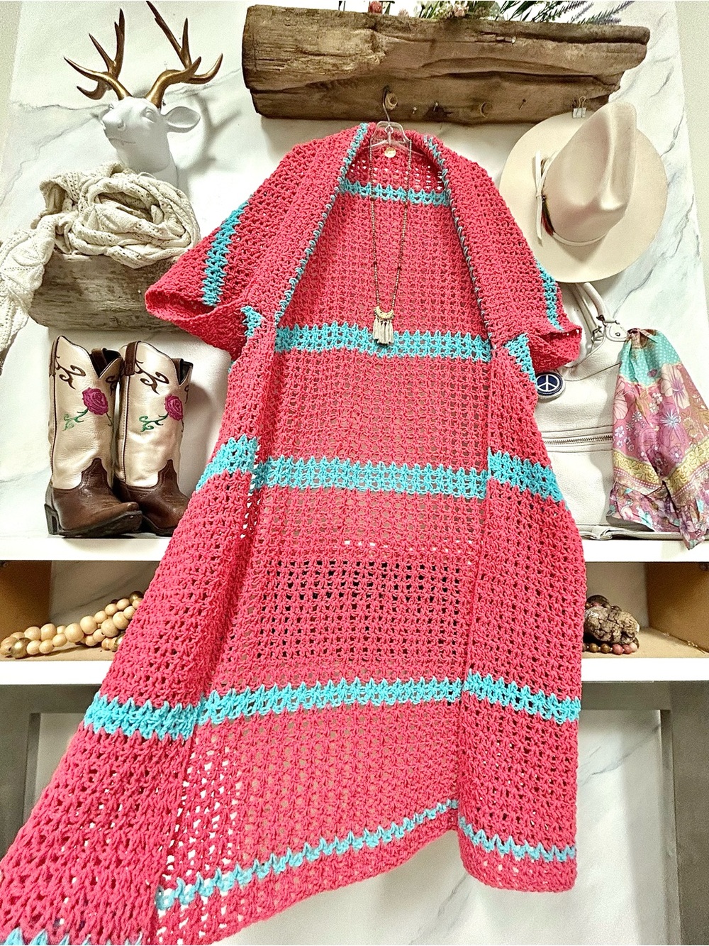 Artisan duster shrug boho kimono/cover up w cottagecore granny prairie vibe